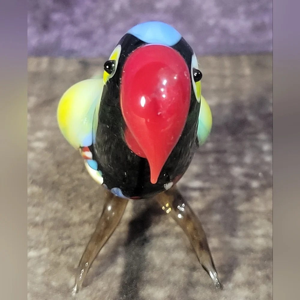 Fine Quality Russian Hand Blown‎ Lampwork Glass Parrott Figurine